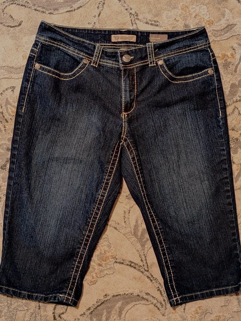 Nine West Dark Blue Denim Cropped Capri